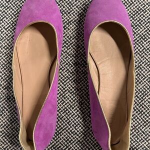J. Crew Purple Ballet Flats Suede Minimalist Design